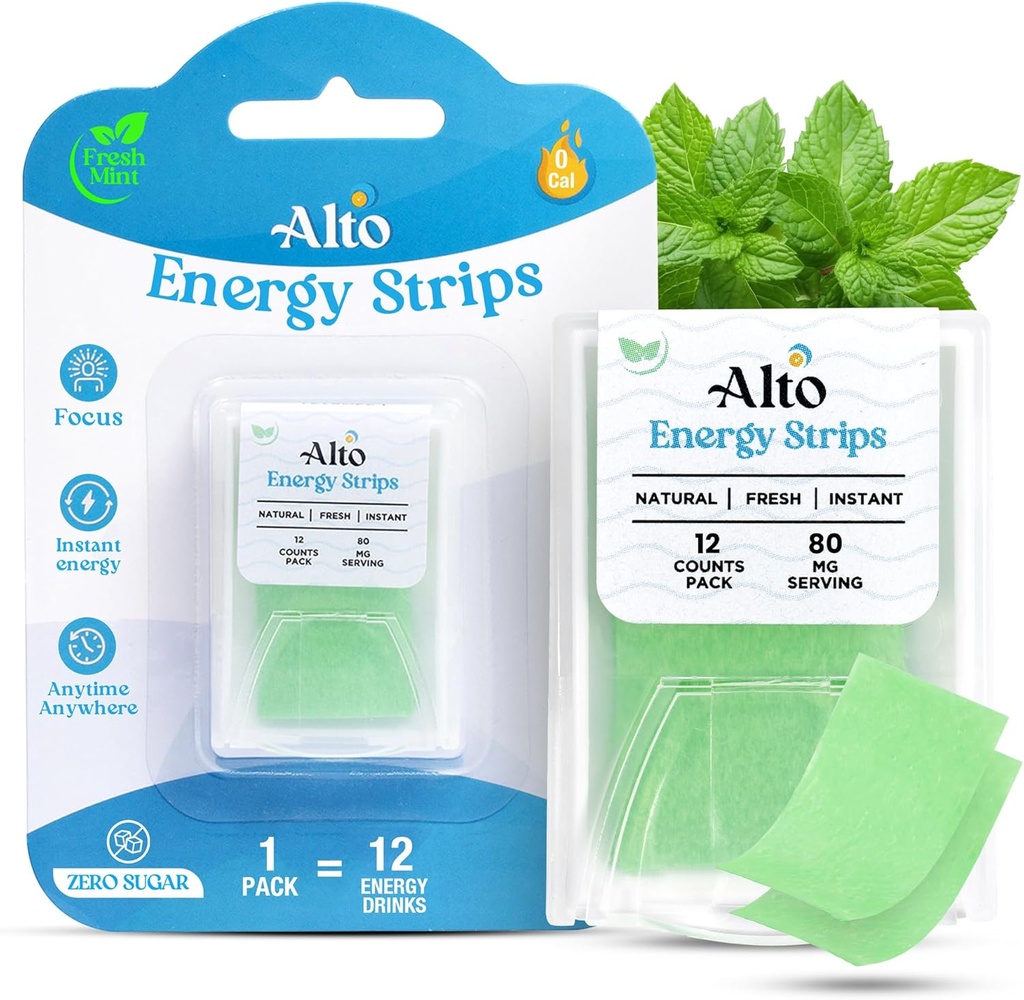Bandes d'énergie Alto avec 80 mg de caféine naturelle par service – Absorption 10X plus rapide.