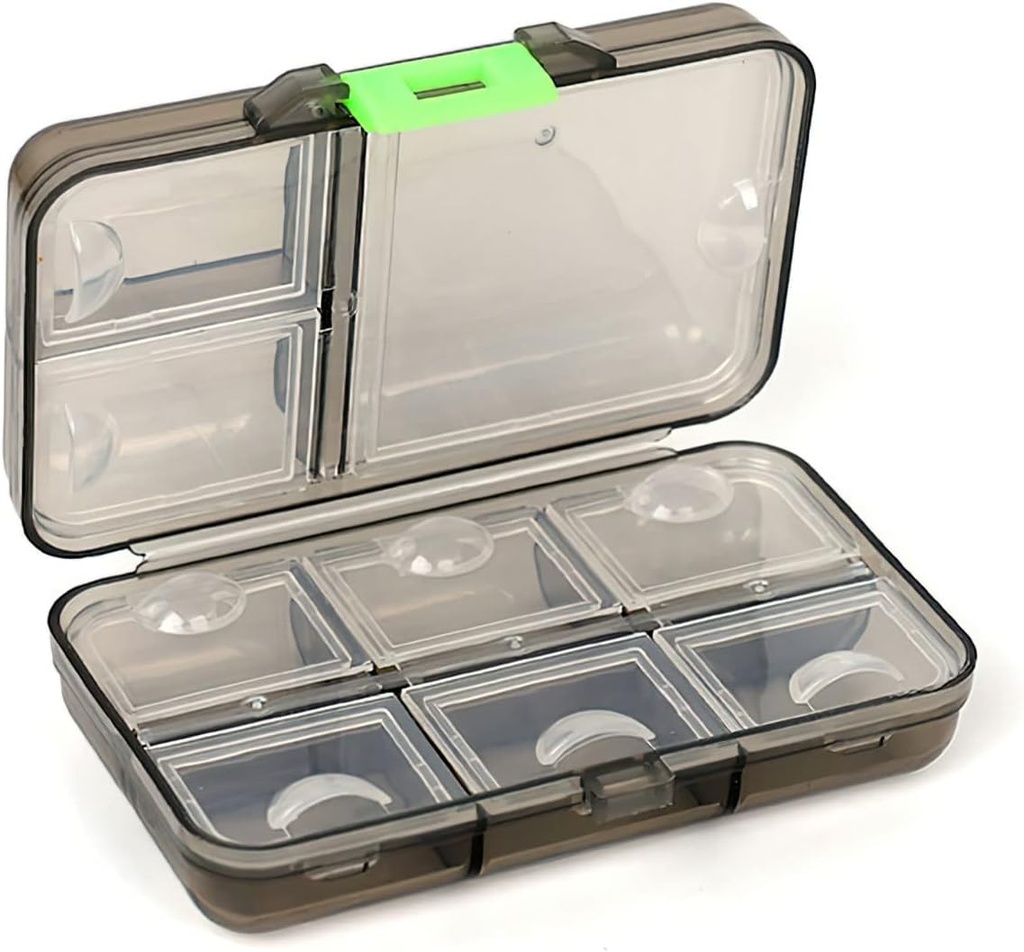 Organisateur de pilules, distributeur portatif de pilules, 9 compartiments Boîte à pilules pour l'humidité-proof pour les vitamines de purse, médecine, huile de poisson, organisateur de pilules de voyage (Grey)