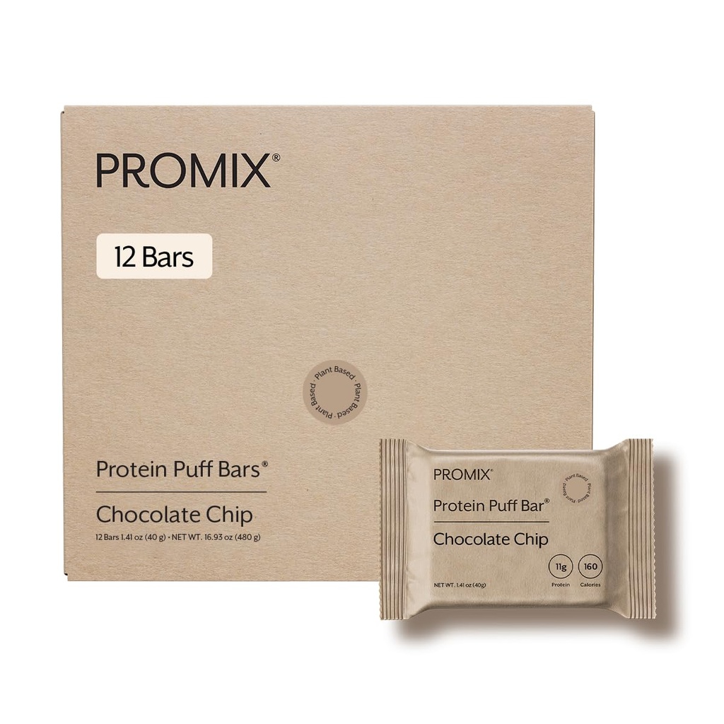 Promix Nutrition Puff Bars de protéines véganes haute protéine, faible teneur en calories Marshmallow Crispy Treat