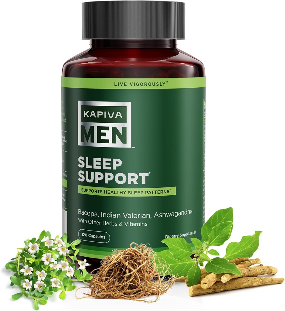 Supplément de soutien du sommeil avec Bacopa, Valérien, Ashwagandha et autres herbes et vitamines, soutient des modèles de sommeil sains, 60 jours d'approvisionnement, 120 capsules