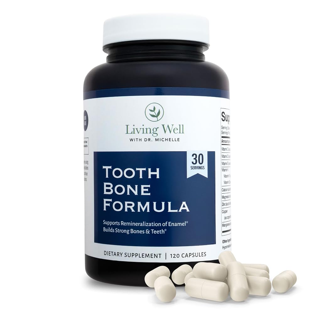 Bien vivre avec le Dr Michelle Dent & Bone Formula - Supplément au Calcium pour Bone Strength & Dent Enamel Support, D3 + K2, 120 Capsules, Non-OGM, Sans gluten