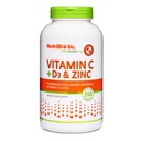 NutriBiotique – Vitamine C + Vitamine D3 & Zinc, 250 Capsules