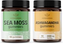 HERBAMAMA Sea Moss and Ashwagandha Kit - Lot de 1600 mg Sea Moss avec bladderwrack et les gommes à racines d'Ashwagandha - Vegan, non-OGM, sans gélatine - 2 packs