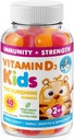 Vitamine D3 Gummies for Kids & Adults 2000 UI - Suppléments Vitamine D Gummies pour enfants à haute absorption - Végétarien, Immune Support D3 pour adultes et enfants (60 Nombre)