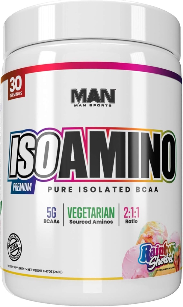 HOMME Sports Iso-Amino Bcaa poudre, sorbet arc-en-ciel, 255 Gram