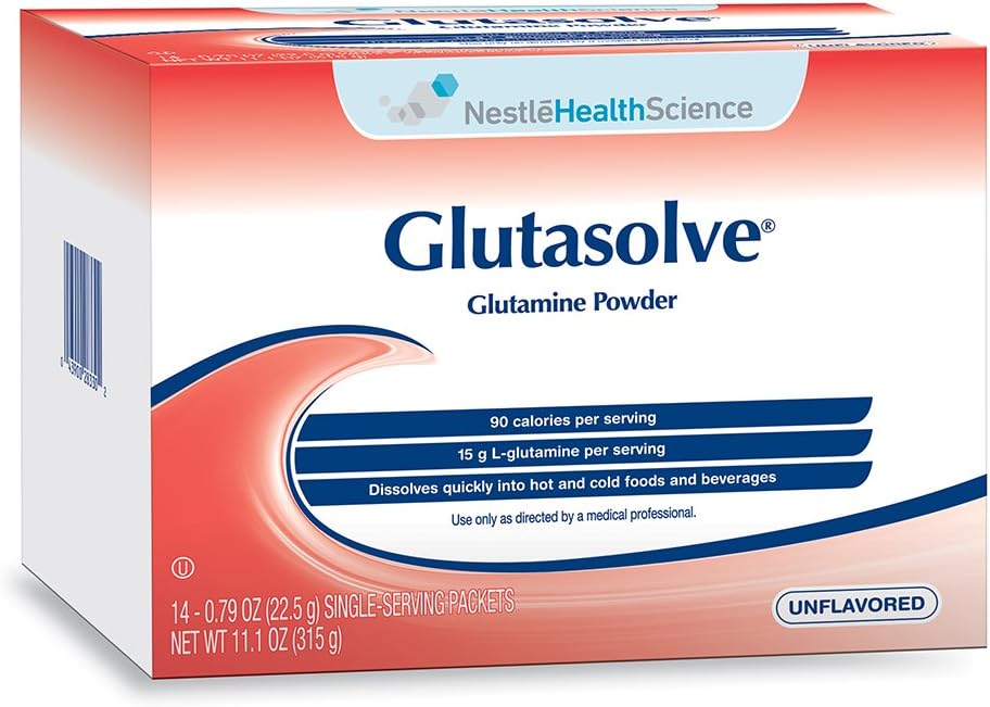 Glutasolve Poudre de glutamine, non aromatisée, 0.79 Oz, 14 emballages