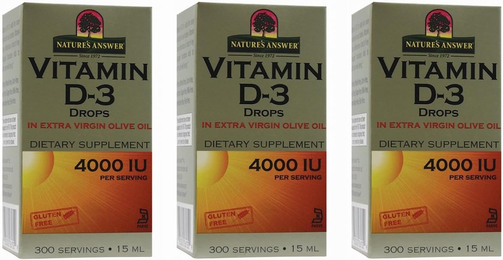 Réponse de la nature Vitamine D-3 gouttes 4000 LU, 0,5-Ounce, 3 nombres