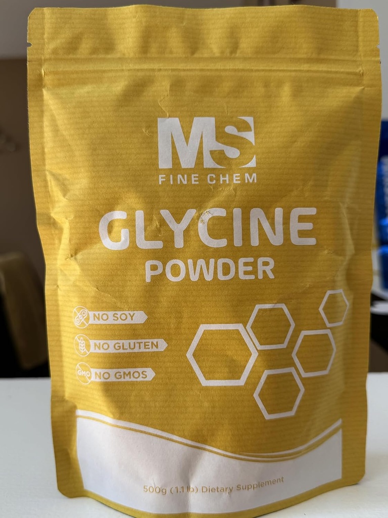 Poudre de glycine - Suppléments de glycine FCC/USP, Glycine 3000mg - Acid amino glycine, sans pur et sans gluten - 500 grammes (1,1lb)