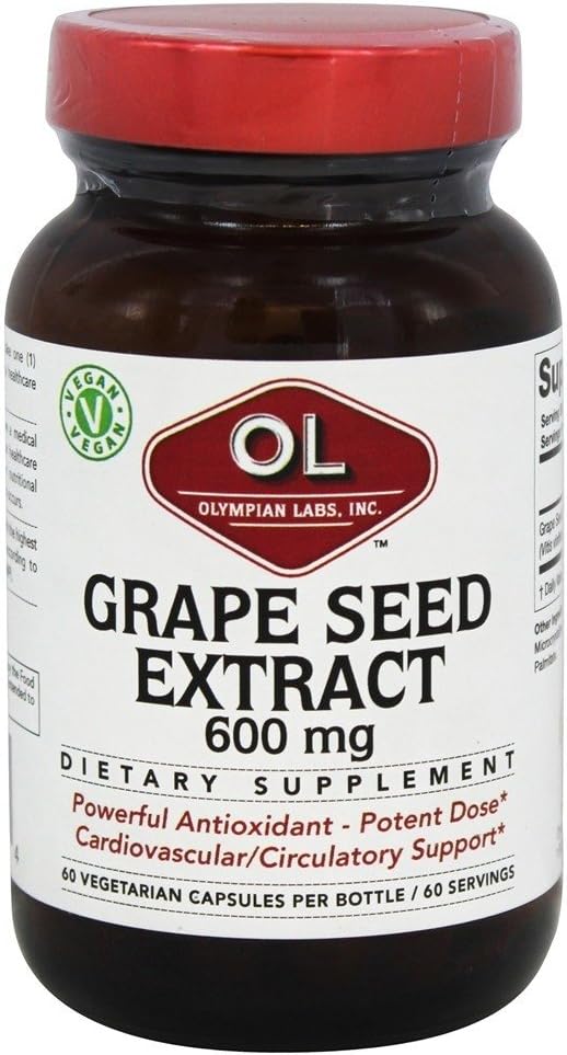 Olympian Labs Grape Seed Extract 600mg, Supports Heart & Immune Health, 60 Count