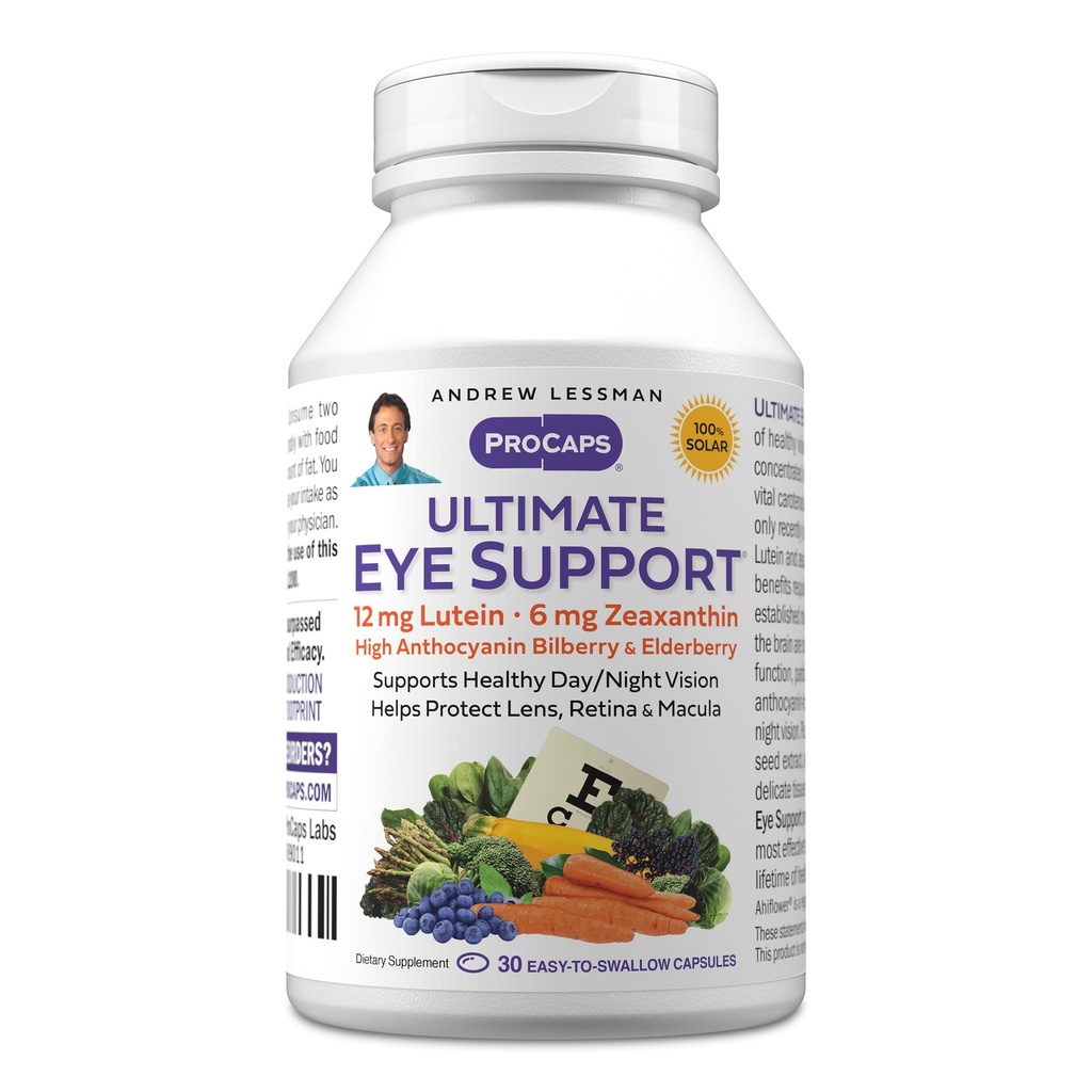 ANDREW MOINSMAN Ultimate Eye Support 30 Softgels - 12mg Lutein, 6mg Zeaxanthin, Bilberry, nutriments clés pour soutenir la santé des yeux et promouvoir une vision saine. Pas d'additifs. Facile à avaler Softgels