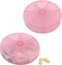 Portable Weekly Pill Organizer 7 Day Pills Container, Round Pill Case Travel Friendly, Daily Week Pill Rappel Case, vitamine sans BPA, supplément, huile de poisson, planificateur de médicaments (pink)