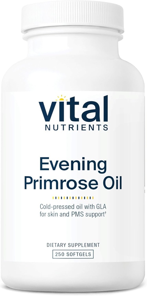 Nutriments vitaux Huile de Primrose pour le soir 1000mg de supplément de Primrose pour les femmes GLA Omega-6 Acid gras pour la peau et le SPM Soutien*
