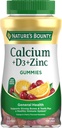 Gummées de calcium et de vitamine D par la nature, soutien immunitaire et santé des os, 500mg Calcium et 1000 UI Vitamine D3, saveur de fruits, 70 Compte