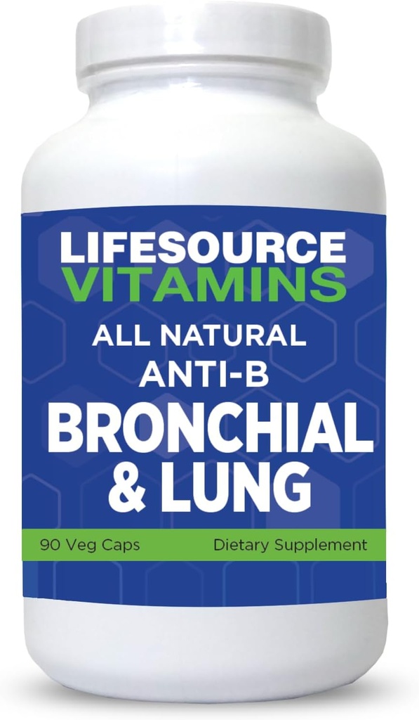 LifeSource Vitamines Tous les anti-B Bronchial et soutien pulmonaire naturels – 14 Tous les ingrédients naturels - 90 Capsules - Formule propriétaire