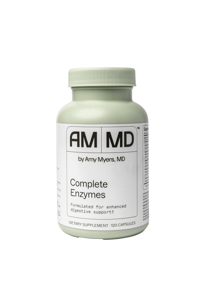 Amy Myers MD Enzymes complètes - Supplément de soutien aux soins et à la santé digestive - Supplément nutritionnel de soutien quotidien au microbiome sain - 120 capsules