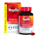 Megared Omega-3 Huile de poisson + Haute Absorption Huile de krill 500mg Softgels, MegaRed Advanced 4in1 (80 nombre dans une bouteille) Concentré Omega-3 Supplément d'huile de poisson et de krill