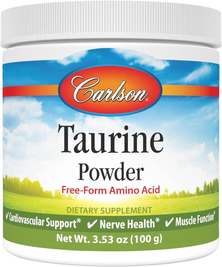 Carlson - Poudre de taurine, acide amino de forme libre, soutien, santé nerveuse et fonction musculaire, 100 grammes