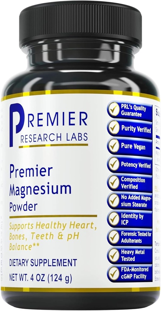 Premier laboratoire de recherche Poudre de magnésium - supplément de lactate de magnésium, poudre de magnésium pour le sommeil et la santé, 400 mg par portion, pour les hommes et les femmes - 4 oz