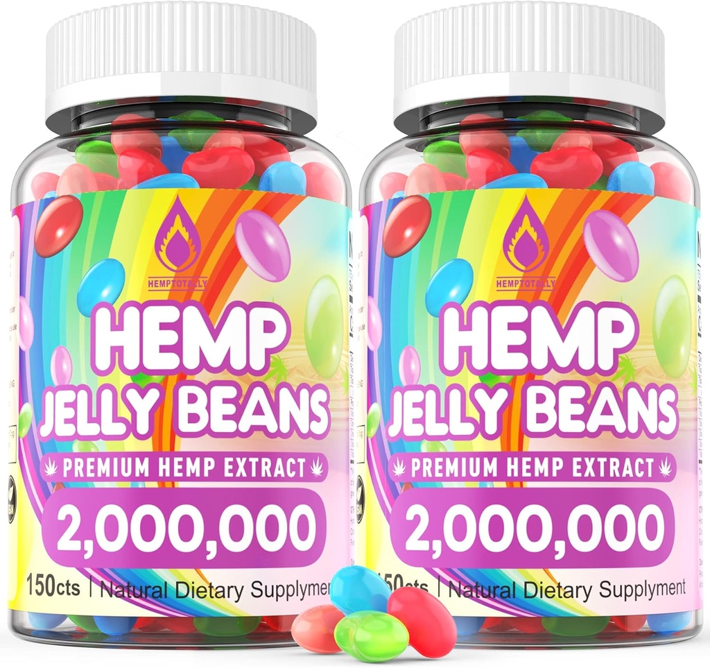 HempTotalement (2 Packs) Haricots de chanvre pour le stress 2 000 000 Supplément de chanvre Premium pour améliorer le sommeil, stimuler l'humeur - 300 Cts