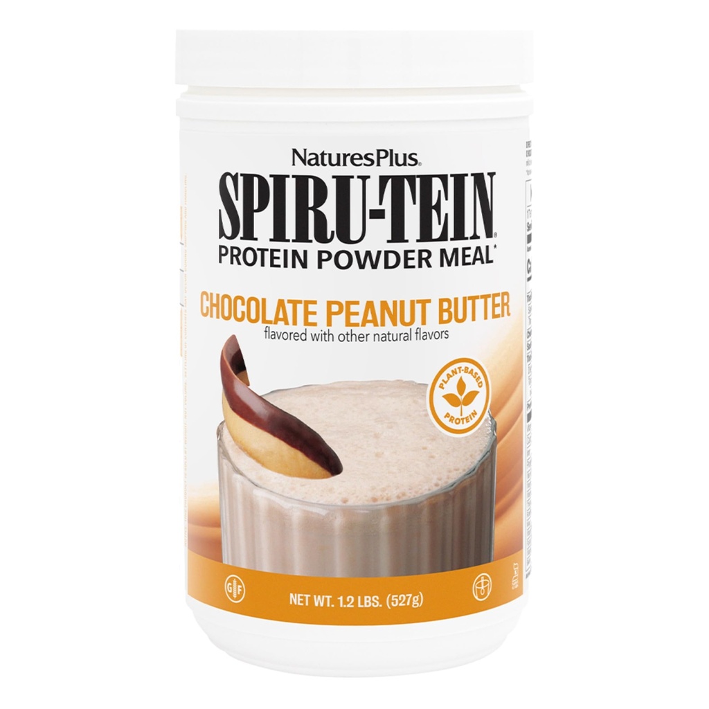 Natures Plus SPIRU-TEIN - Beurre d'arachide au chocolat - 1,2 lb, poudre de protéines de spiruline - 17 portions