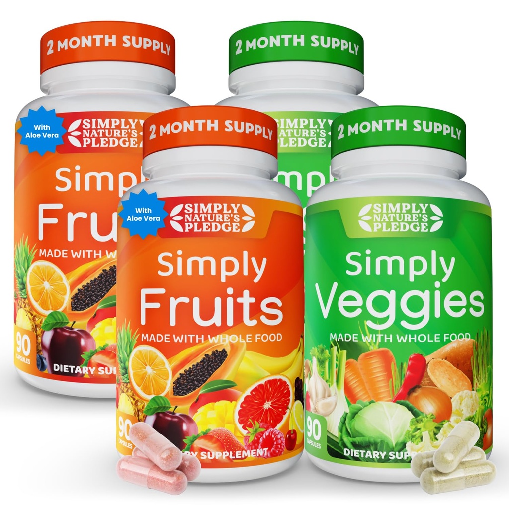 Tout simplement l'engagement de la nature - emballé avec 42 différents fruits et légumes - 2 mois d'approvisionnement - Fait avec de vrais aliments entiers non-OGM - soutient l'énergie et le bien-être général - sans soja - 360 capsules