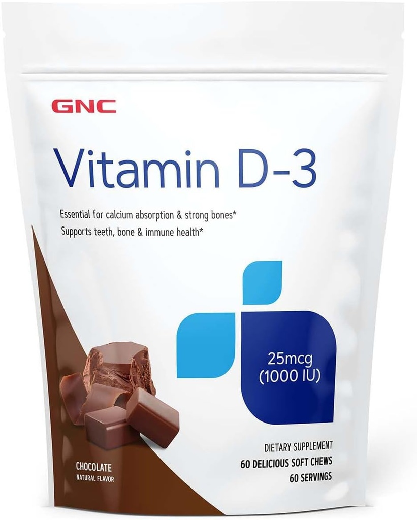 GNC Vitamine D-3 Chews tendres 1000IU - Chocolat $ Fournit 125% de la valeur quotidienne de la vitamine D-60 Chews doux