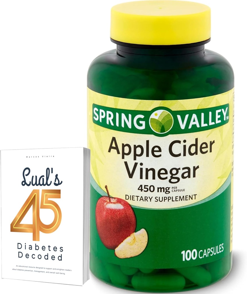 vinaigre de cidre de pomme 450mg. Spring Valley Capsules de vinaigre de cidre de pomme 450 mg 100 Compte, non-OGM, supplément sans gluten avec 45 diabète décodé de Luall