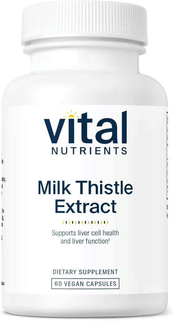 Vital Nutrients Extrait de chardon de lait 250mg de supplément de chardon de lait végétalien pour la fonction hépatique et la désintoxication Support antioxydant pour la production de glutathion