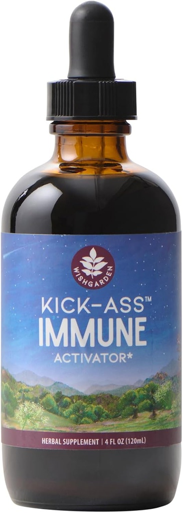 WishJarden Herbs Kick-Ass Immune Activator - Supplément de soutien à base de plantes immunitaires pour adultes, booster à base de plantes immunitaires et défense immunitaire avec/Echinacea & Goldenseal, formule de boost d'immunité rapide, 4oz