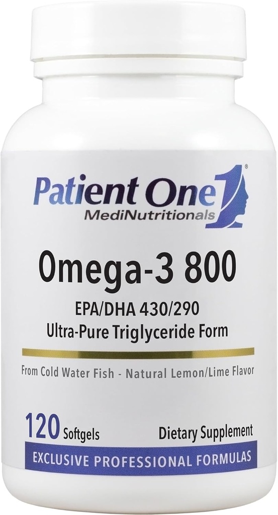 Patient One Omega-3 800 | Supplement to Support Heart, Cognitive and Joint Health* | Omega-3 Fish Oil with EPA and DHA | 120 Softgels
