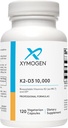 XYMOGEN K2-D3 10000 - Vitamine D3 K2 - Biodisponible Vitamine D 10 000 UI (cholecalciferol) avec MK-7 - Santé du coeur, artérielle, osseuse + supplément de soutien immunitaire (120 capsules)
