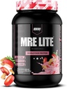 REDCON1 MRE Lite poudre de protéines alimentaires entières, shortcake fraise - faible teneur en glucides et en lactosérum substitut de repas sans protéines animales - supplément facile à digérer fait avec des huiles MCT (30 portions)