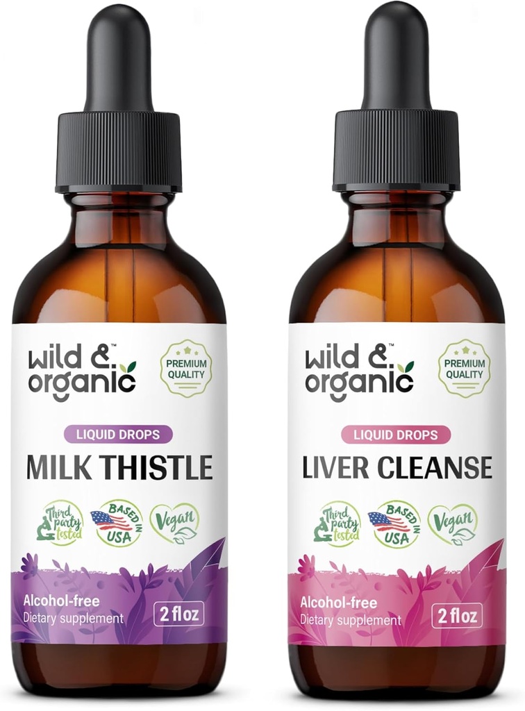 Lait sauvage et biologique Teinture de chardon 2 fl oz & Liver Nettoyer Teinture 2 fl oz
