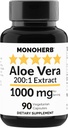 MONOHERB Aloe Vera 1000 mg - 200x Extrait - 90 Capsules
