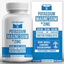 Life Strength Magnésium Potassium Suppléments + Zinc 90 Capsules pour la santé vasculaire – Haute absorption Vegan, Ingrédients naturels Supplément pour les crampes des jambes et le sommeil
