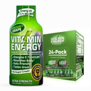 Vitamine Energy Focus+ Extra Strength Energy Shot Grape 24 Pack, 260mg Caféine naturelle, B-Vitamines, CoQ10, Acides aminés, Focus, Productivité et Clarté, Zéro sucre, Sans gluten, 1,93 fl oz