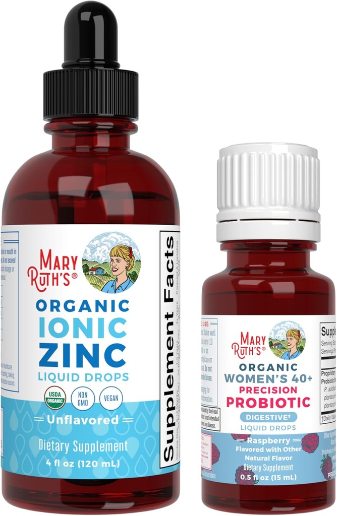 MaryRuth Organics Probiotic Digestion (framboise) pour les femmes 40+ & gouttes de zinc.
