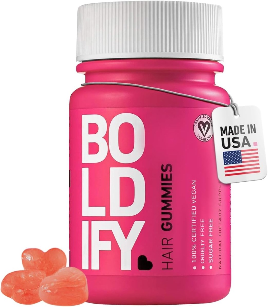 Gommies de croissance des cheveux oldify - Gommies de biotine sans sucre - Vitamines véganes à action rapide pour la peau, les ongles et les cheveux - 5000mcg Biotine / Servir, 30 jours d'approvisionnement - Saveur naturelle de fraise