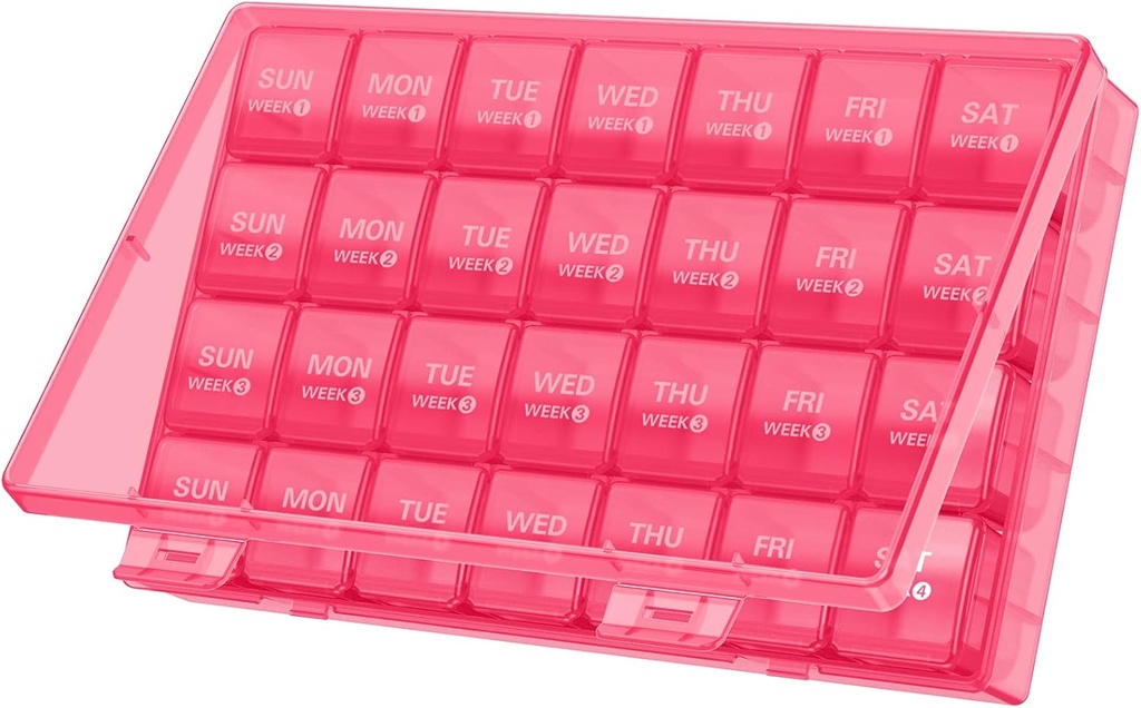 TookMag Monthly Pill Organizer 28 Day Pill Box, Travel Medicine Pill Organizer, Large 4 Weeks 1 Month Pill Cases with Dust-Proof Container for Pills/Vitamin/Fish Oil/Supplements