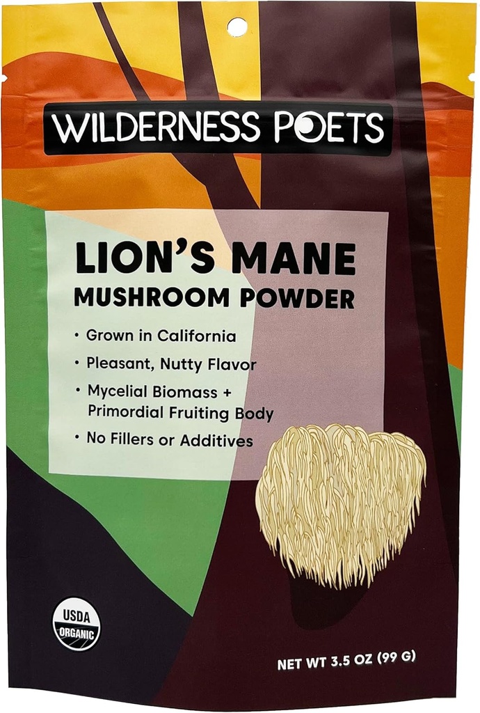 Poètes sauvages, Poudre de champignons pour lions biologiques - California Grown (3.5 Ounce)