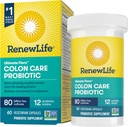 Renouveler la vie Probiotic Colon Care Probiotic Capsules, Supplément quotidien offre Colon Support, L. Rhamnosus GG, Laiterie, Soy et sans gluten, 80 Million CFU, 60 Compte