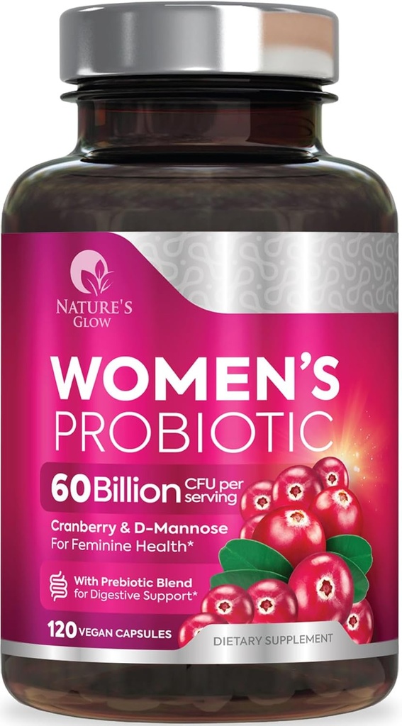 Probiotiques pour les femmes 50 milliards CFU - Probiotique pour la santé digestive des femmes 16 souches uniques - Equilibre Vaginal PH quotidien et soutien de la santé féminine, probiotique pour les femmes avec l'acide - 120 capsules