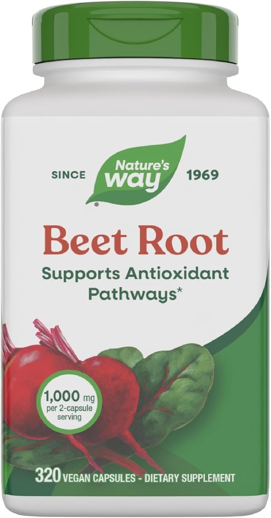 Nature's Way Beet Root Capsules, Supports Antioxidant Pathways*, Helps Neutralize Free Radicals*, 1000 mg per 2-Capsule Serving, Vegan, 320 Count (Packaging May Vary)