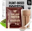 Paquet d'échantillons de poudre de protéines végétales organiques - Protéines végétales, sans gluten, non OGM, 20g de protéines par portion, idéal pour les smoothies et les shakes (chocolat, paquet de 16)