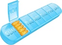 Weekly Pill Organizer 1 Time a Day, Travel Pill Box 7 Day Extra Large Compartments Vitamin Holder, Daily Pill Container 7day XL Medicine Dispenser for Fish Oil Case (Blue)