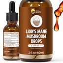 Lions Mane Extrait de champignons liquide, supplément organique de teinture de la lion, 98% Absorption, sans alcool, végétalien, non-OGM- 2 Fl oz