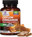Supplément de cannelle biologique Ceylan 1800mg - Pilules de cannelle biologique certifiées Ceylan - Soutien énergétique et cardiaque pour les femmes et les hommes, mis en bouteille aux États-Unis, antioxydant, sans gluten, sans OGM - 60 capsules