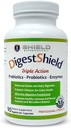 DigestShield® Supplément probiotique et prébiotique + enzymes digestives, battre la Bloat, digérer en toute sécurité les produits laitiers, le gluten et les aliments transformés, réduire l'absorption des graisses avec le chitosan, approvisionnement en viande 90