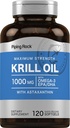 Piping Rock Krill Oil 1000mg Softgels (en anglais seulement) 120 Count (en anglais seulement) Omega 3, EPA DHA Supplement (en anglais seulement) avec Astaxanthin (en anglais seulement)