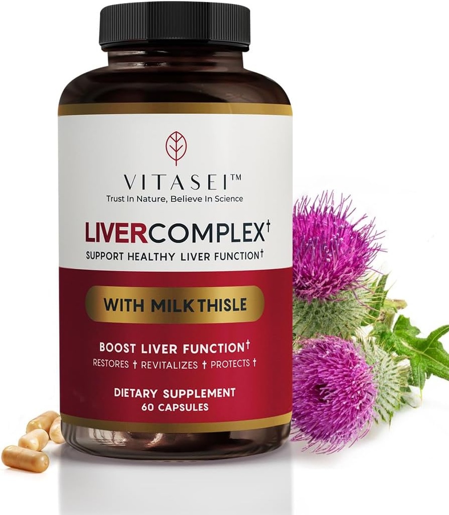 VITASEI Liver Cleanse Detox & Repair, Complexe hépatique W/Milk Thistle Extract, Garcinia, Curcumin C3, Soutien complément alimentaire à base de plantes, Detox Formul pour les femmes et les hommes, 60 capsules
